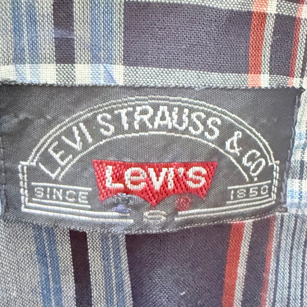 Levi Strauss & Co Western Pearl Snap Shirt Men's Small Blue Plaid Lg Sleeve USA - Picture 2 of 10